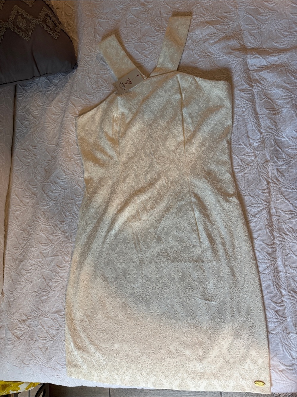 Guess Cream Textured Sheath Dress